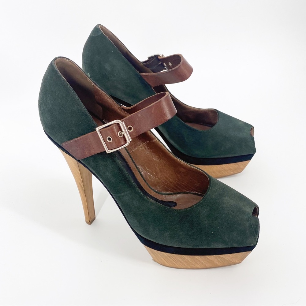 Marni Green & Black Scarpa Buckle Platform Heels